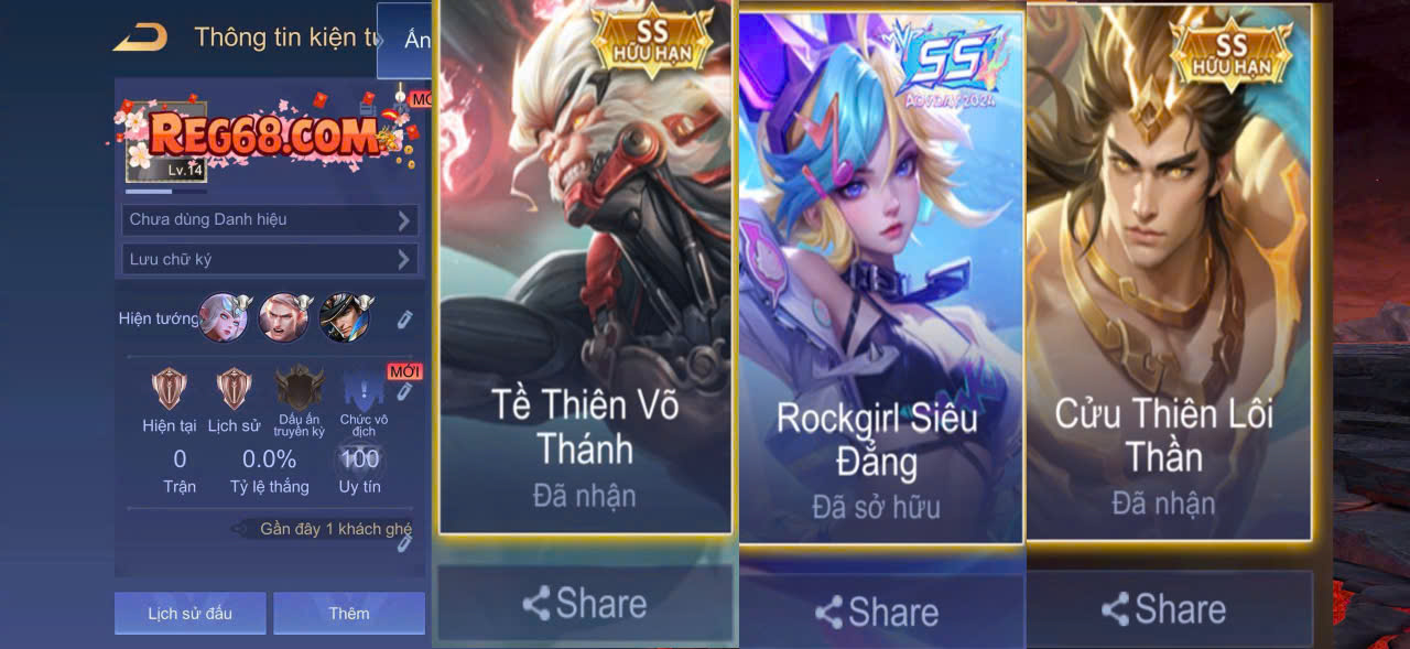 Combo Skin Ngộ Tề + But Rock +Lữ Bố Thần Lôi